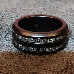 Mens black Swarovski crystal ring